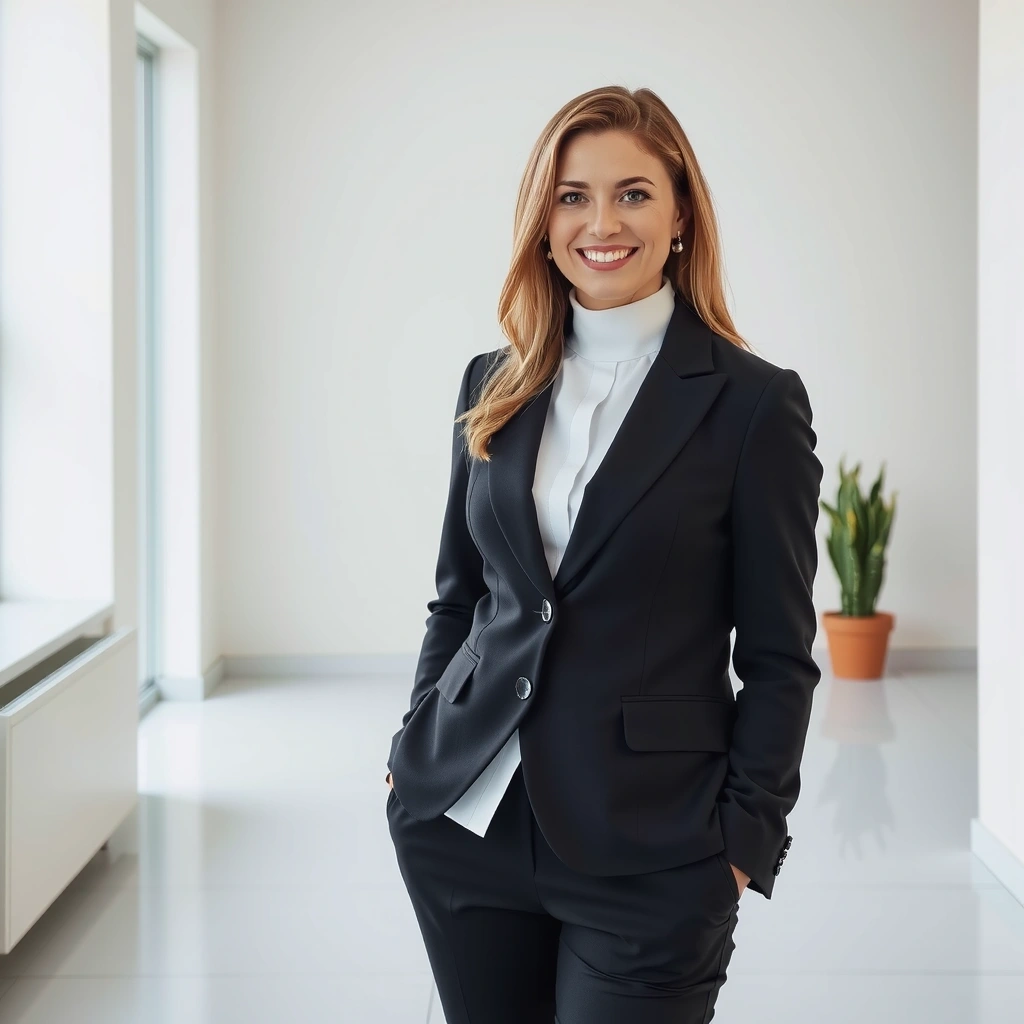 FreshSpace founder Sarah Mitchell in modern office