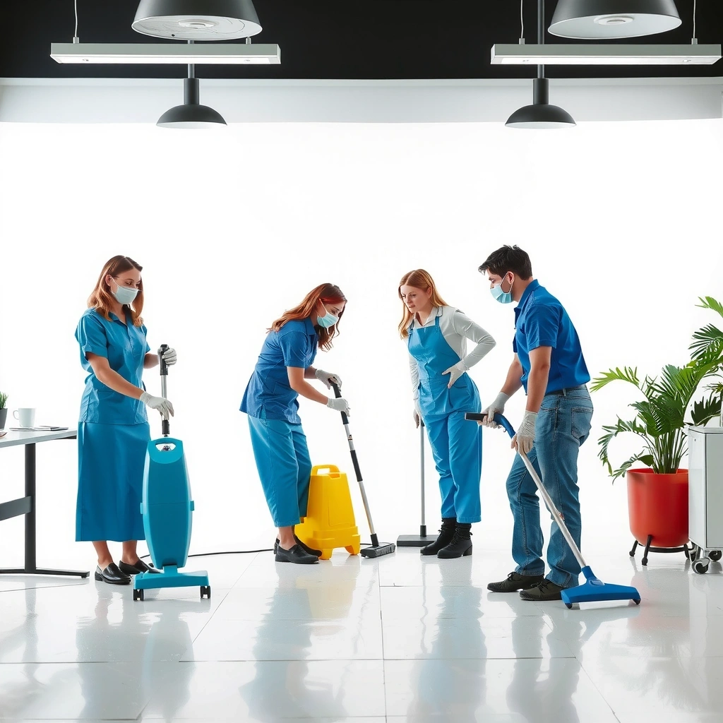 Professional cleaning service at work