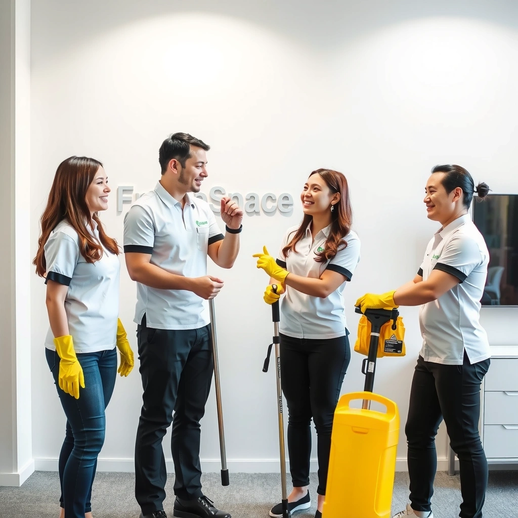 Professional cleaning team in action