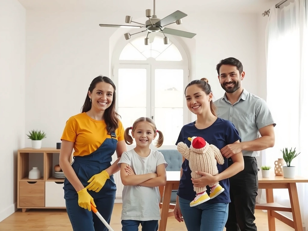 Family-friendly home cleaning service emphasizing child safety and protection